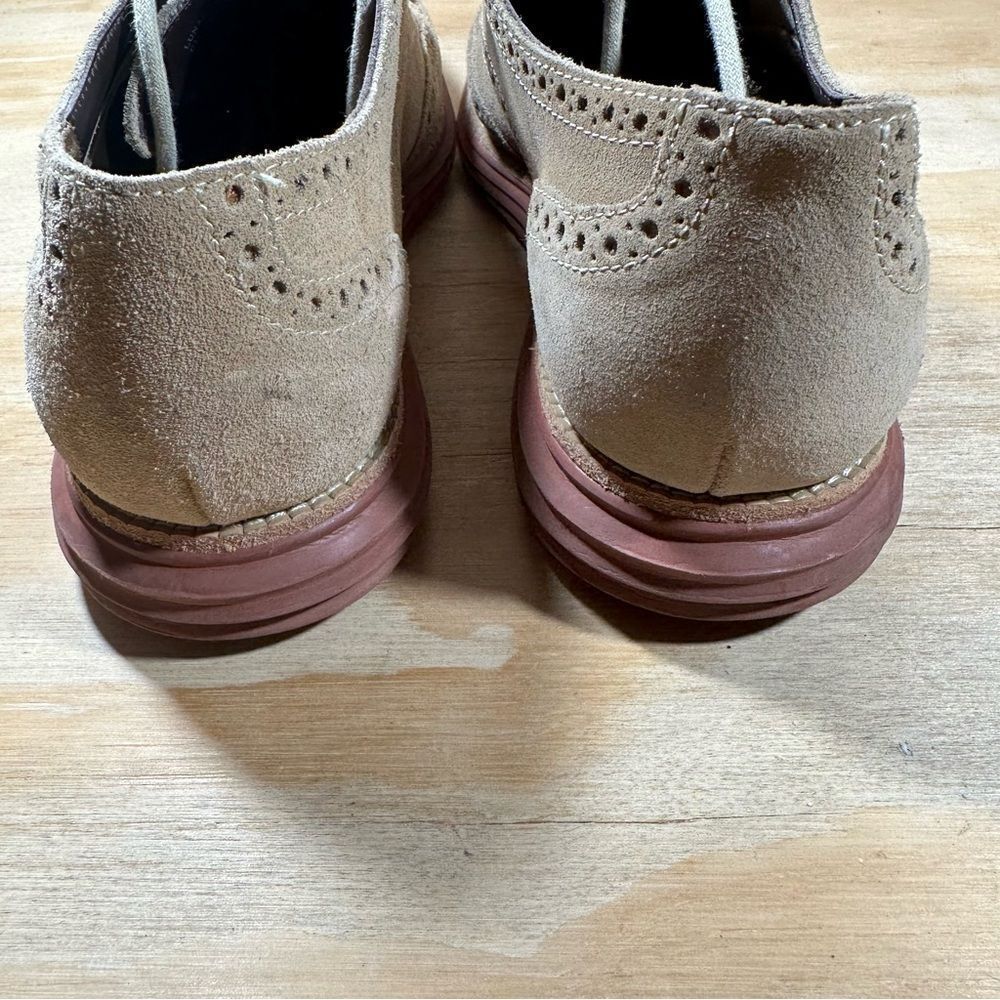 Cole Haan Tan Lunargrand Wingtip Suede Brogue Shoes Men’s Size 9.5 - Picture 5 of 8